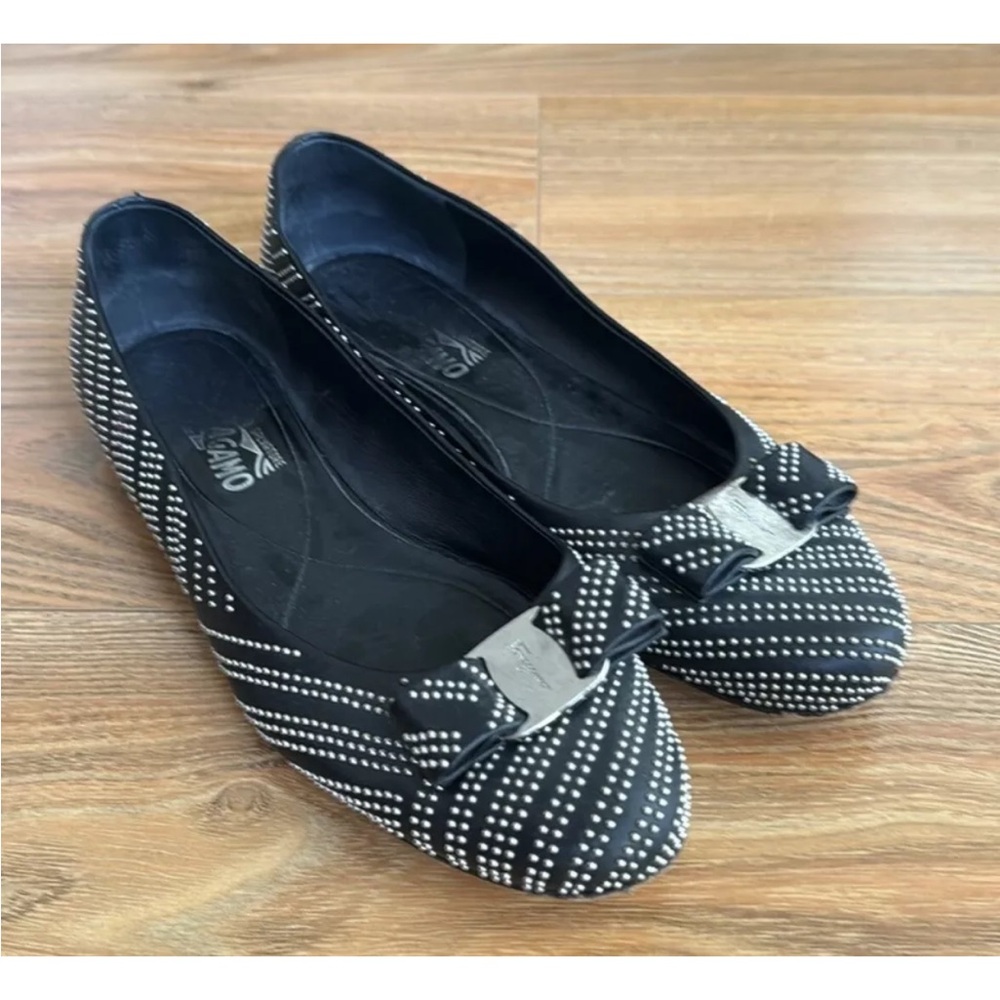 Ferragamo silver stud ballet flats